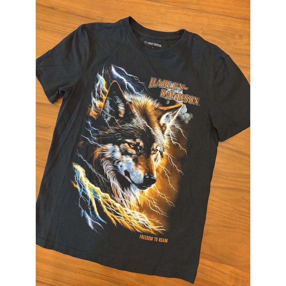 Harley Davidson Wolf Freedom To Roam T-Shirt Mens Small Black Arizona Lightning